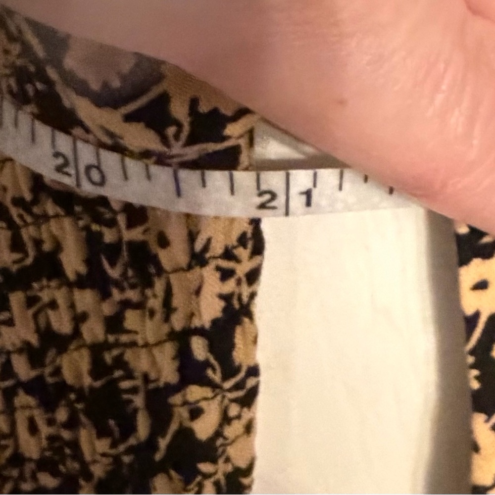 Lost+Wander Black Mini with Gold Floral Print, all over smocking, ruffle trim.S - Picture 13 of 14